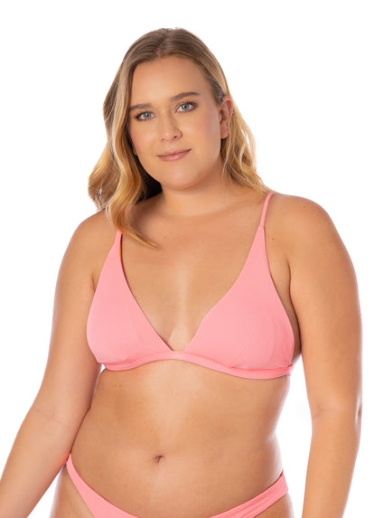  Maaji Coral Salmon Ivy Fixed Triangle Bikini Top