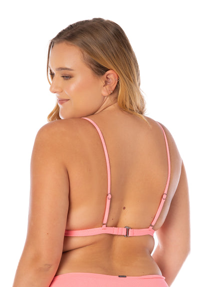  Maaji Coral Salmon Ivy Fixed Triangle Bikini Top