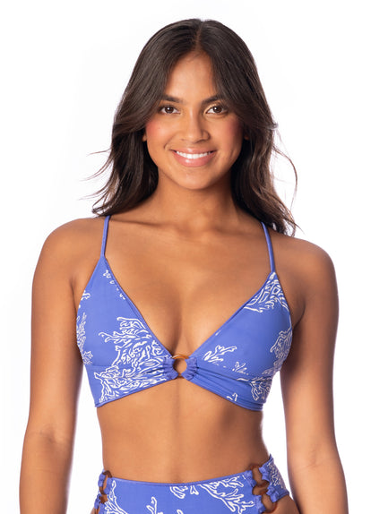 Thumbnail - Maaji Perrywinkle Shine Long Line Triangle Bikini Top - 8