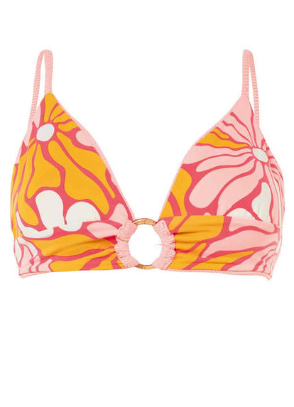 Thumbnail - Maaji Coral Salmon Shine Long Line Triangle Bikini Top - 13