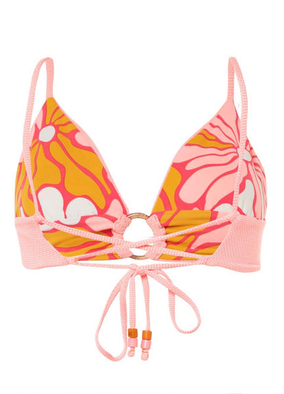Thumbnail - Maaji Coral Salmon Shine Long Line Triangle Bikini Top - 23