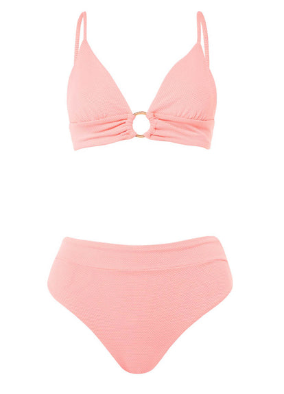 Thumbnail - Maaji Coral Salmon Shine Long Line Triangle Bikini Top - 24