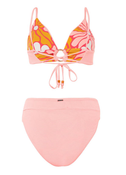 Thumbnail - Maaji Coral Salmon Shine Long Line Triangle Bikini Top - 25