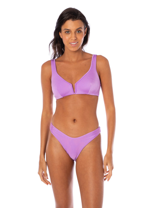 Hover image -  Maaji Metallic Lilac Victoria V Wire Bralette Bikini Top