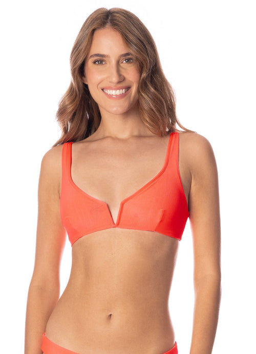 Hover image -  Foto de Fire Coral Victoria V Wire Bralette Bikini Top by Maaji - Tops - Vestidos de Baño