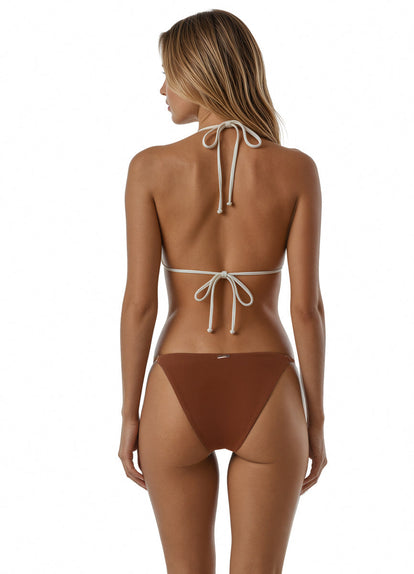 Thumbnail - Foto de Amber Brown Micro Midi Bottom Regular Rise Single Strap Bikini Bottom by Maaji - Panties - Vestidos de Baño - 1
