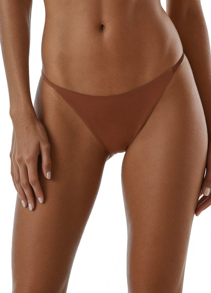  Foto de Amber Brown Micro Midi Bottom Regular Rise Single Strap Bikini Bottom by Maaji - Panties - Vestidos de Baño