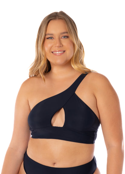  Maaji Ink Black Tamara One Shoulder Bikini Top