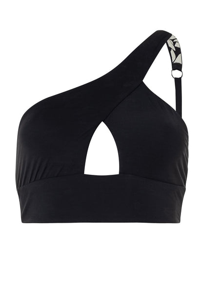  Maaji Ink Black Tamara One Shoulder Bikini Top