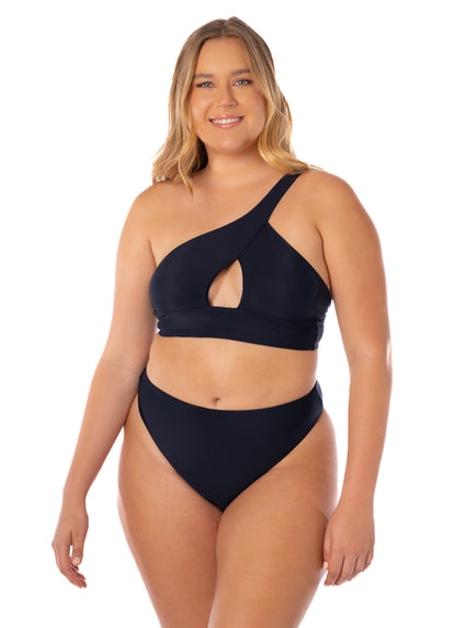 Thumbnail - Maaji Ink Black Tamara One Shoulder Bikini Top - 2