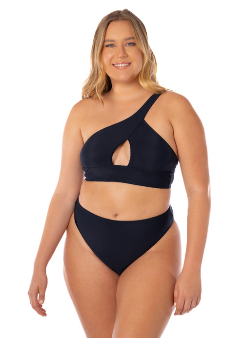 Hover image -  Maaji Ink Black Tamara One Shoulder Bikini Top