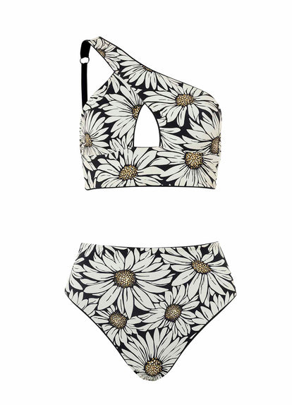  Maaji Ink Black Tamara One Shoulder Bikini Top