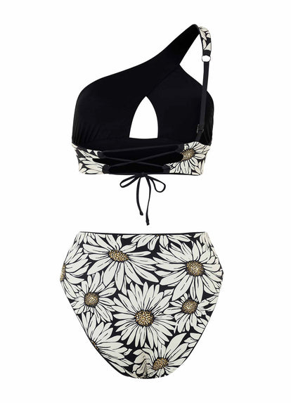  Maaji Ink Black Tamara One Shoulder Bikini Top