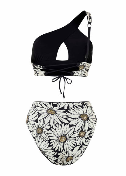  Maaji Ink Black Tamara One Shoulder Bikini Top