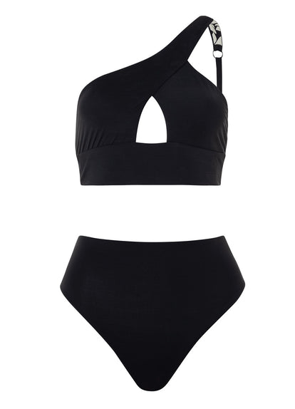 Thumbnail - Maaji Ink Black Tamara One Shoulder Bikini Top - 23