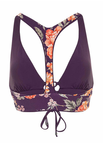Thumbnail - Maaji Dark Grape Yasmina Long Line Triangle Bikini Top - 15