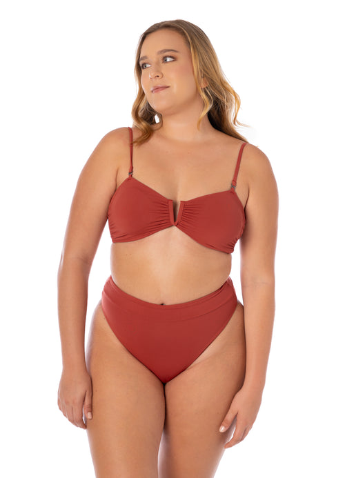 Hover image -  Maaji Burgundy Nyra Strapless Bandeau Bikini Top