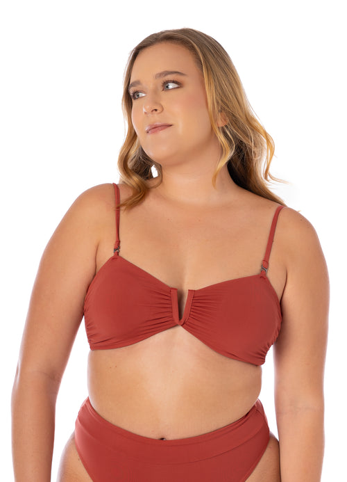 Main image -  Maaji Burgundy Nyra Strapless Bandeau Bikini Top