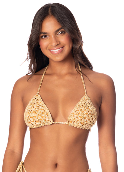 Thumbnail - Maaji Golden Threads Balms Sliding Triangle Bikini Top - 4