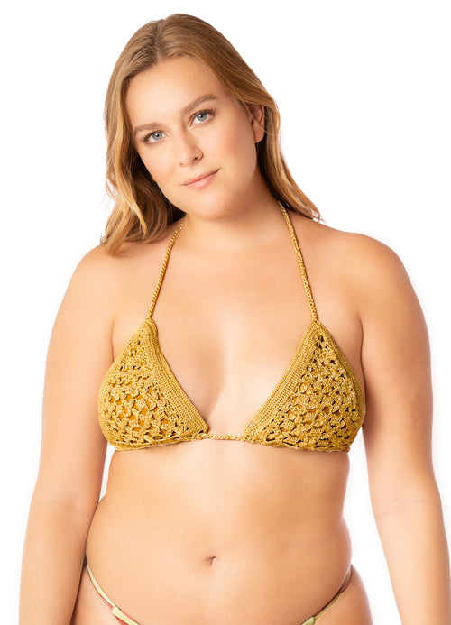 Main image -  Maaji Golden Threads Balms Sliding Triangle Bikini Top