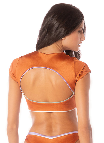 Thumbnail - Foto de Satin Umber Janece Crop Top Bikini Top by Maaji - Tops - Vestidos de Baño - 3