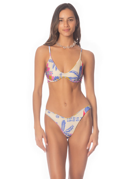 Hover image -  Foto de Periwinkle Palms Splendour Regular Rise Thin Side  Bikini Bottom by Maaji - Panties - Vestidos de Baño